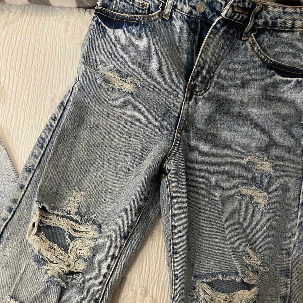 High Waisted, Ripped Mom Jeans